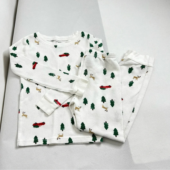 Carter's Pajama Set Waffle Knit Size 5 Toddler Christmas Holiday PJ - Picture 1 of 6